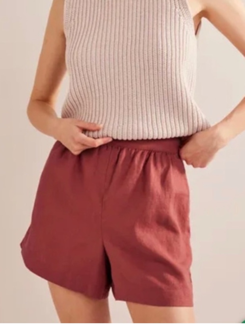 Boden Pull-On Linen Shorts in Fox Sz 8